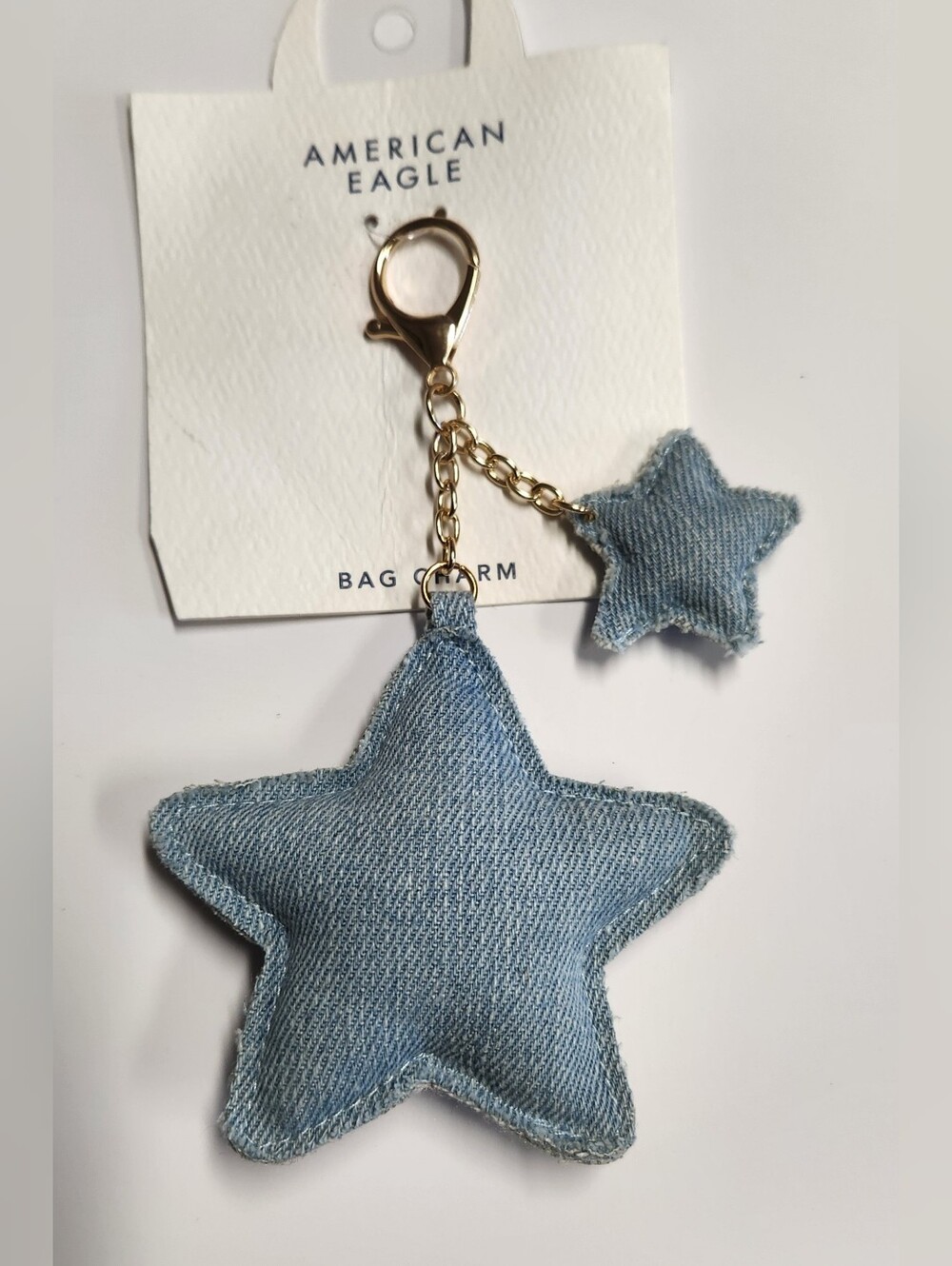 American Eagle Outfitters Light Blue Denim Star Keychain Charm